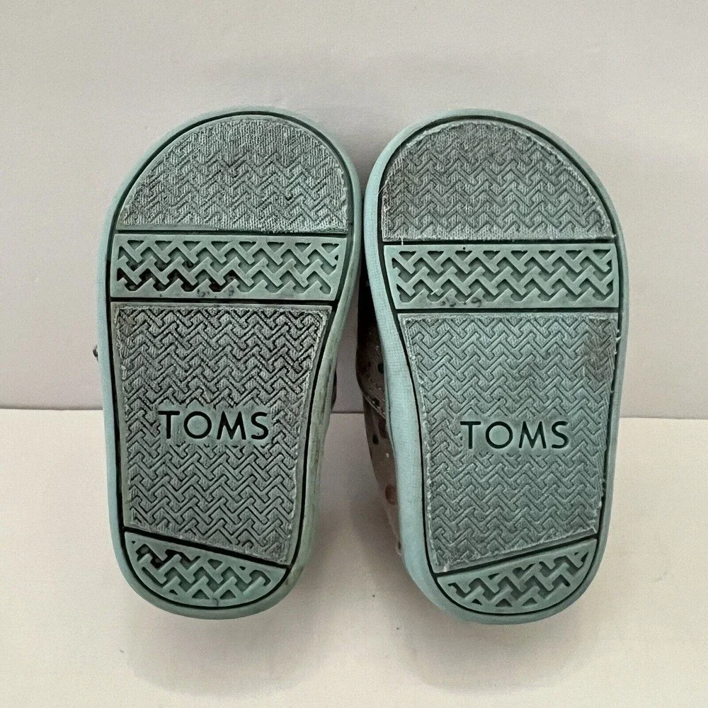 Toms Tiny Alpargata Slip-on Classics Gray Metallic Dot Canvas Toddler Kid T4